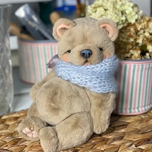 Artist teddy bear, memory fluffy bear, stuffed bear toy, collectible bear, bear for gift