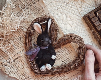 Little stuffed bunny, artist teddy  plushies, miniature bunny, dollhouse accessory, toy for blythe doll
