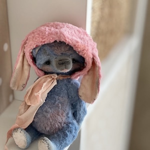 Artist teddy bear in hat,  plushies figurine, memory bear, stuffed bear doll