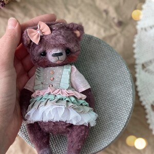 Artist stuffed bear,bear girl figurine, little bear doll image 4