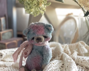 Artist teddy bear, stuffed bear figurine, memory bear toy