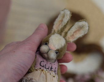 Artist teddy bunny, stuffed bunny, memory bunny toy, little bunny, for gift