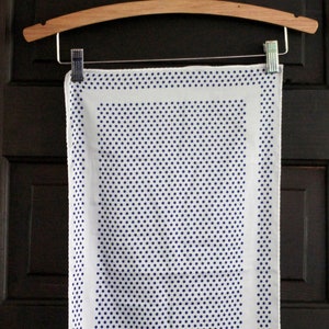 Blue and white polka dot scarf -  graphic scarf - neck scarf - long scarf - vintage scarf - navy scarf - dot scarf - head scarf -  retro
