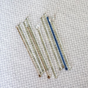 Midcentury glass swizzle sticks - various colors - stirring sticks - bar ware - cocktail sticks - blue glass