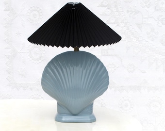 Ceramic Blue Shell Table Lamp - Clamshell lamp - shell light  - shell lamp - clamshell - shell decor - gift