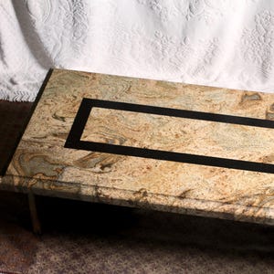 Large Granite Coffee Table With Graphic Inlay - Stone Coffee Table
