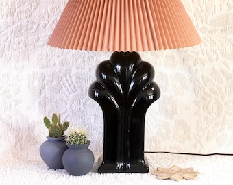 Large Black Art Deco Lamp - waterfall lamp - table lamp - fan lamp - black lamp - lamp gift - ceramic lamp - Art Deco light - table lamp