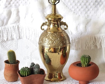 Brass Dragon Lamp - style of James Mont - gold lamp- table lamp - brass light - urn lamp -retro lamp - glam lamp - Asian Dragon - Chinese