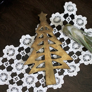 Brass Christmas tree - brass Christmas - tree trivet - brass trivet - brass Christmas tree - boho Christmas -midcentury Christmas -wall tree