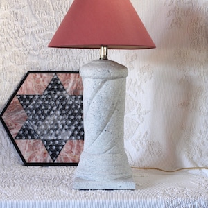 Large Gray Spiral Lamp - retro 80s lamp - table lamp - spiral lamp - speckled - post modern - Elite lamp - 1980s lamp - postmodern - gift