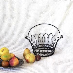 Wire Handle Basket - Flower Wire Basket - Metal basket - handled basket - large flower basket - vegetable basket - storage basket