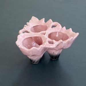 McCoy Triple Bulb Planter - Planter verde y rosa - Maceta verde - probablemente McCoy - jarrón - regalo de planta - jardinera de cerámica - cerámica verde