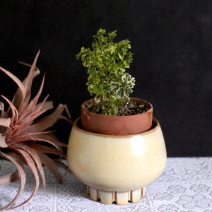 Frankoma Flower Arranger - Frankoma pottery - mold 235 -  6 inch - pottery planter - pedestal planter - neutral pottery -collectible pottery