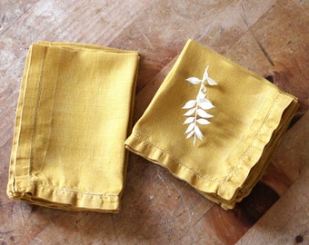 Linen Napkin Fabric Napkins Erik 4 pieces 44 x 44 cm Dark Yellow ochre