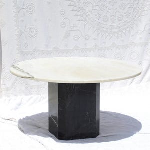 BiColor Black and White Marble Round Coffee Table - Modern Coffee Table - Postmodern