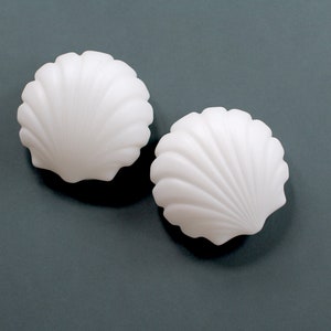 Pair of Art Deco Frosted shell sconces - shell pair - shell light - frosted - sconce shade - shell lamp -clamshell - shell decor