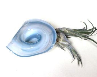 Blown glass blue vase - blue and white - glass vase - Propogation vase - swirl glass - spiral glass - glass bowl - blue bowl - swirl bowl