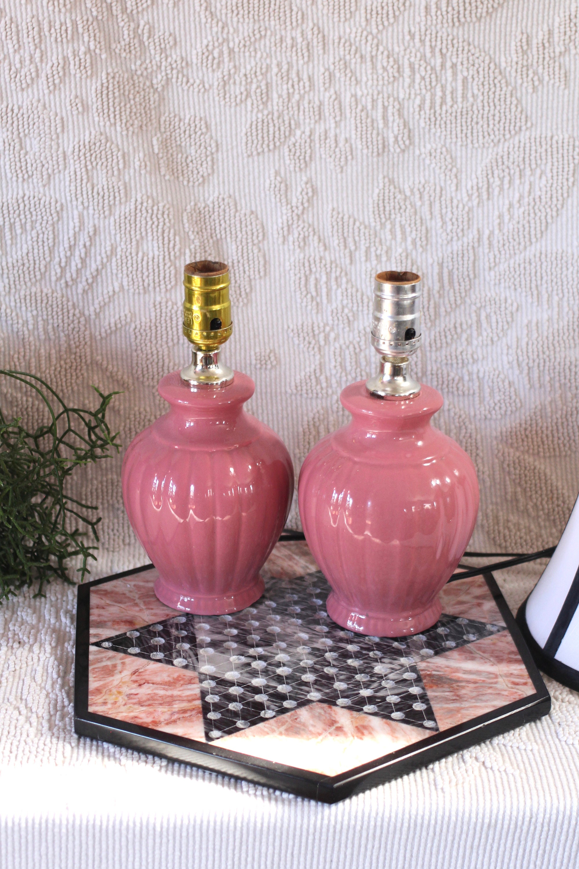Small Pink Lamps - Retro 80s Lamp - Rose Pink - Table Lamp