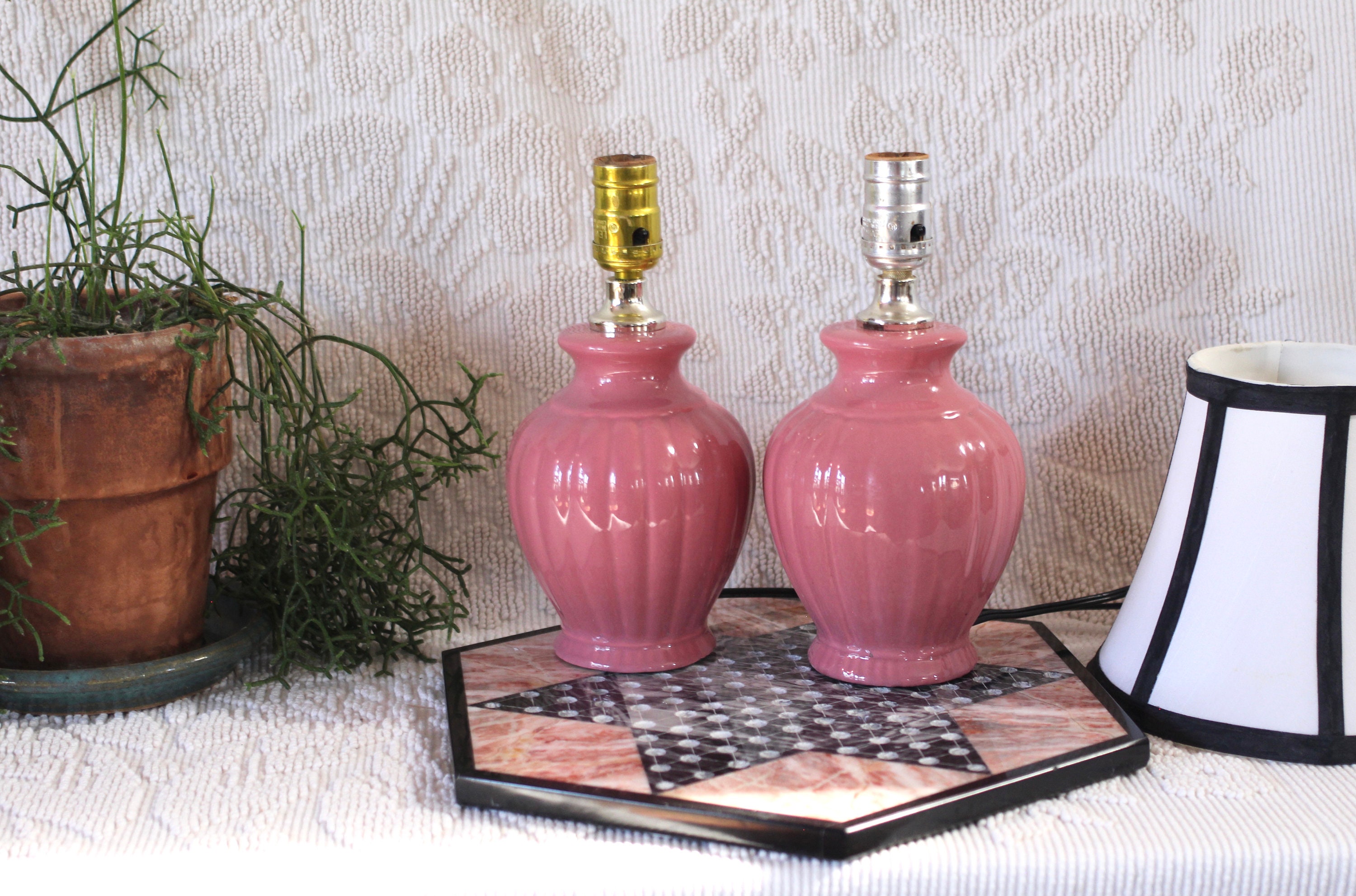 Small Pink Lamps - Retro 80s Lamp - Rose Pink - Table Lamp
