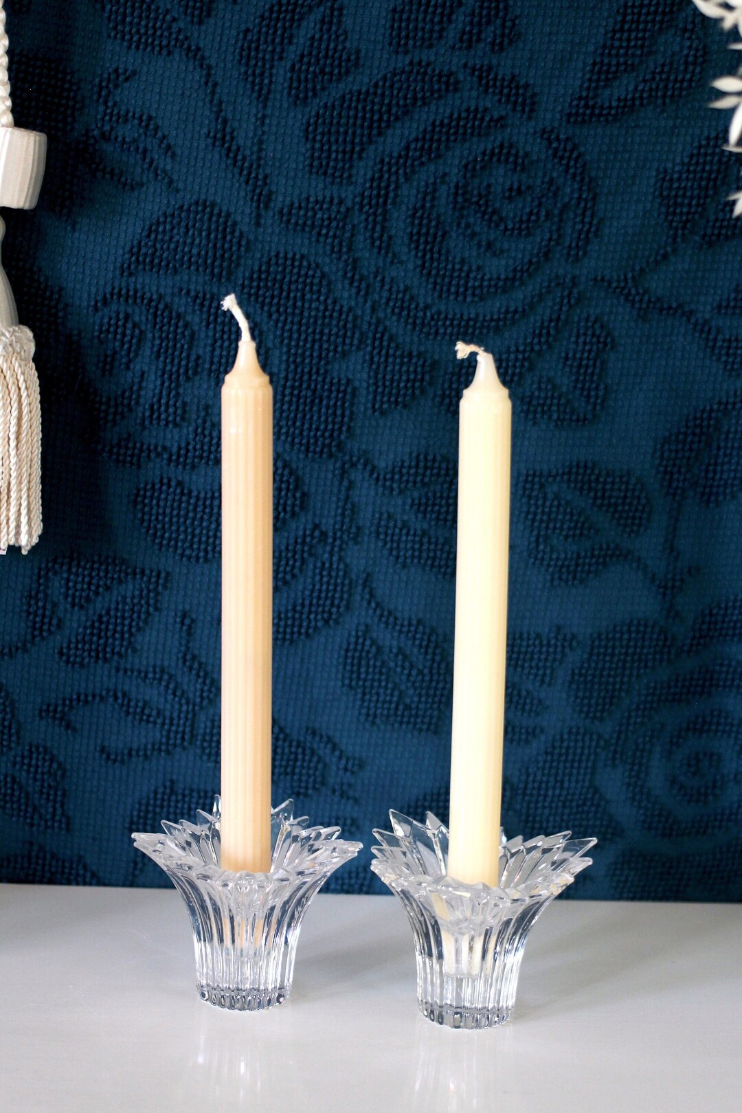 Pair of Crystal Candlesticks - Mikasa - Crystal Glass Candleholders ...