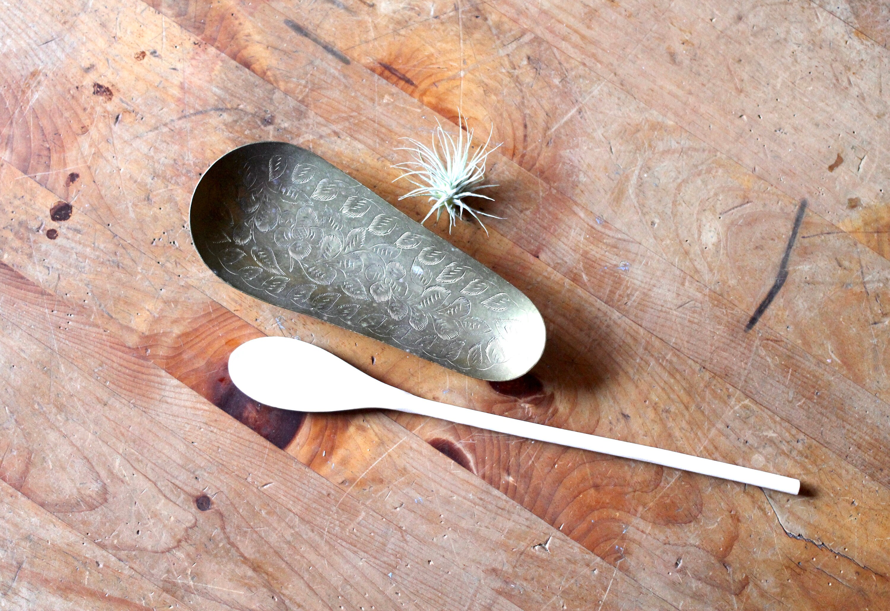 Brass spoon rest engraved brass spoon dish trinket dish Etsy