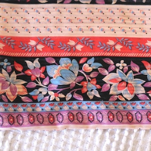 Flower striped scarf - graphic scarf - floral scarf - pink scarf - neck scarf - long scarf - head scarf - peach scarf - boho scarf - gift