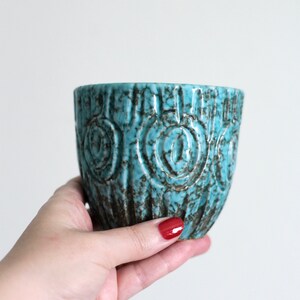 Small Turquoise Planter - Pottery Planter - Textured planter - ceramic planter - MCM ceramic - turquoise pottery - plant gift - MCM planter