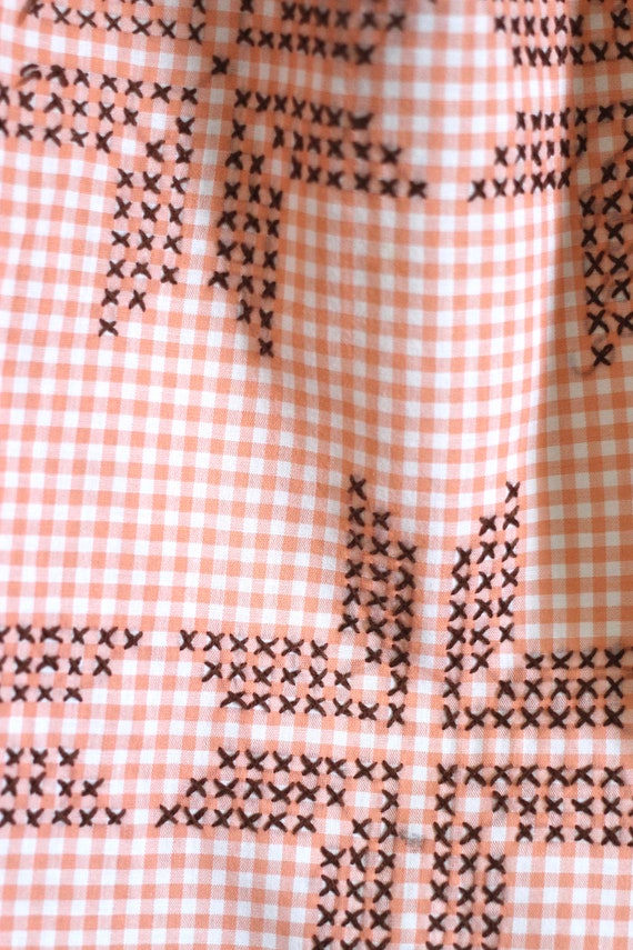 Orange gingham Apron with embroidery - Gardening … - image 6