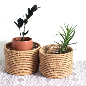 Nesting planter baskets - nesting set - coil baskets - set of 2 - basket pair - wall basket - storage basket - plant gift - organizer - boho