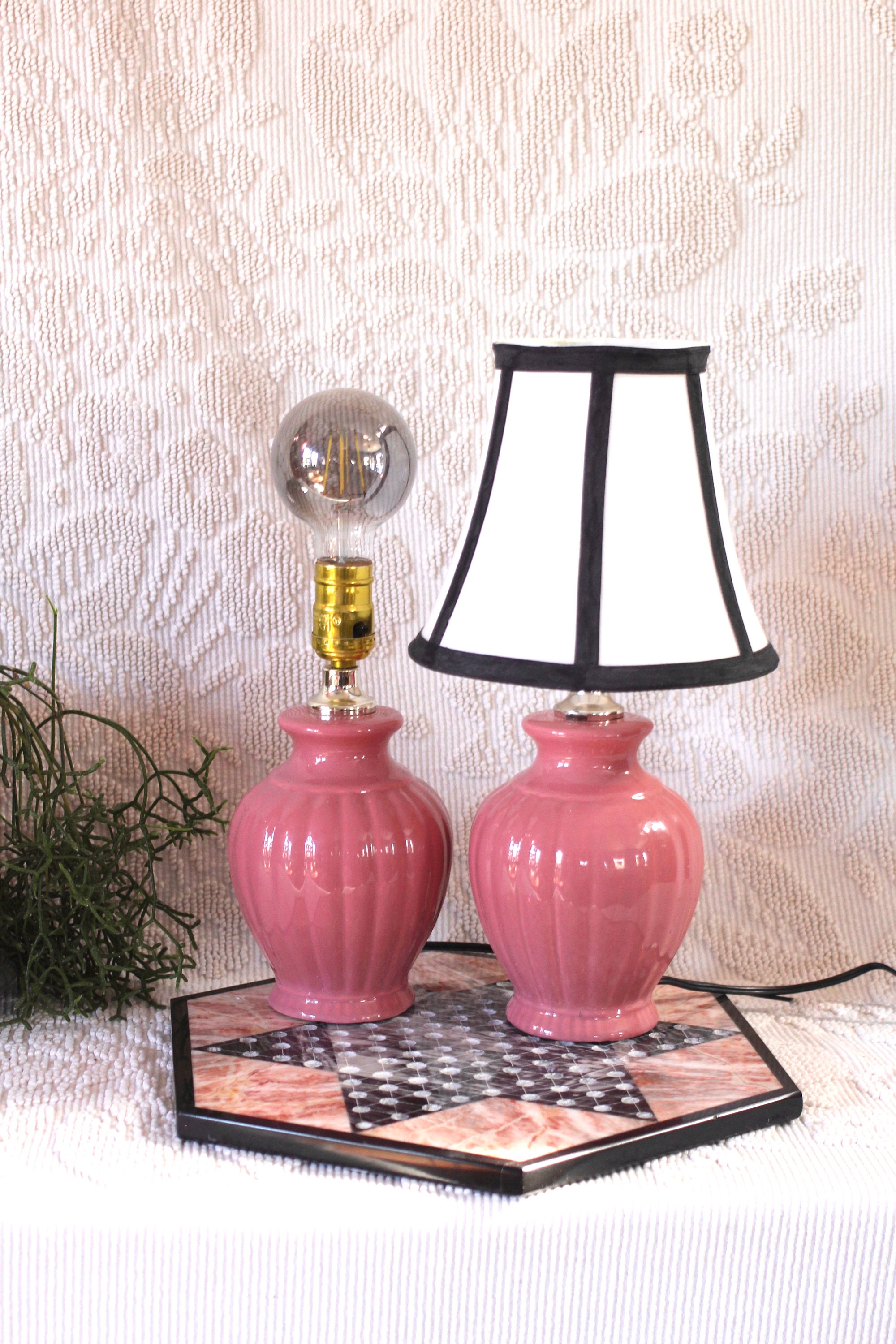 Small Pink Lamps - Retro 80s Lamp - Rose Pink - Table Lamp