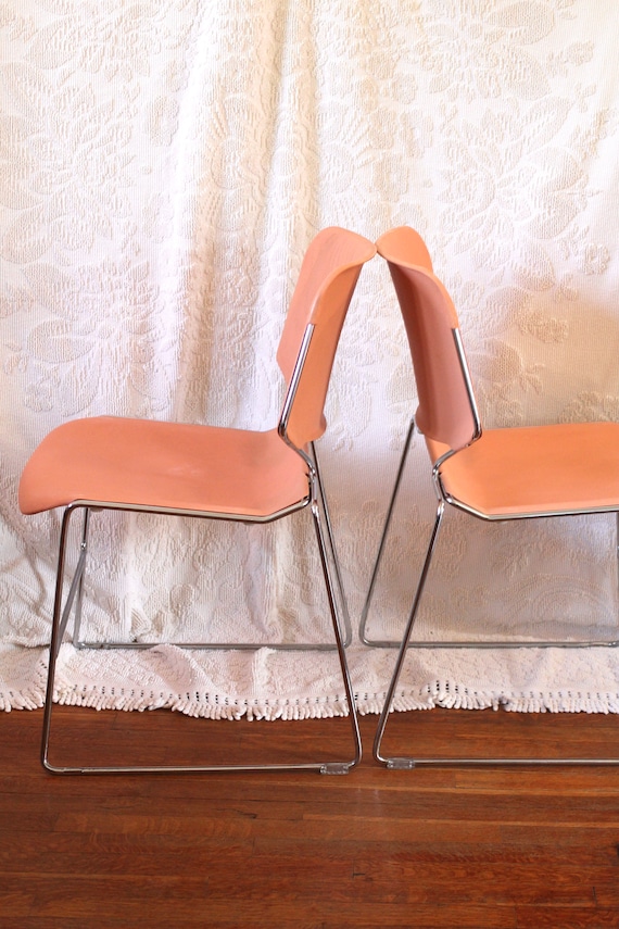 1970s Thomas Tolleson Krueger Chairs in Salmon Pink- Set of 2 - Etsy