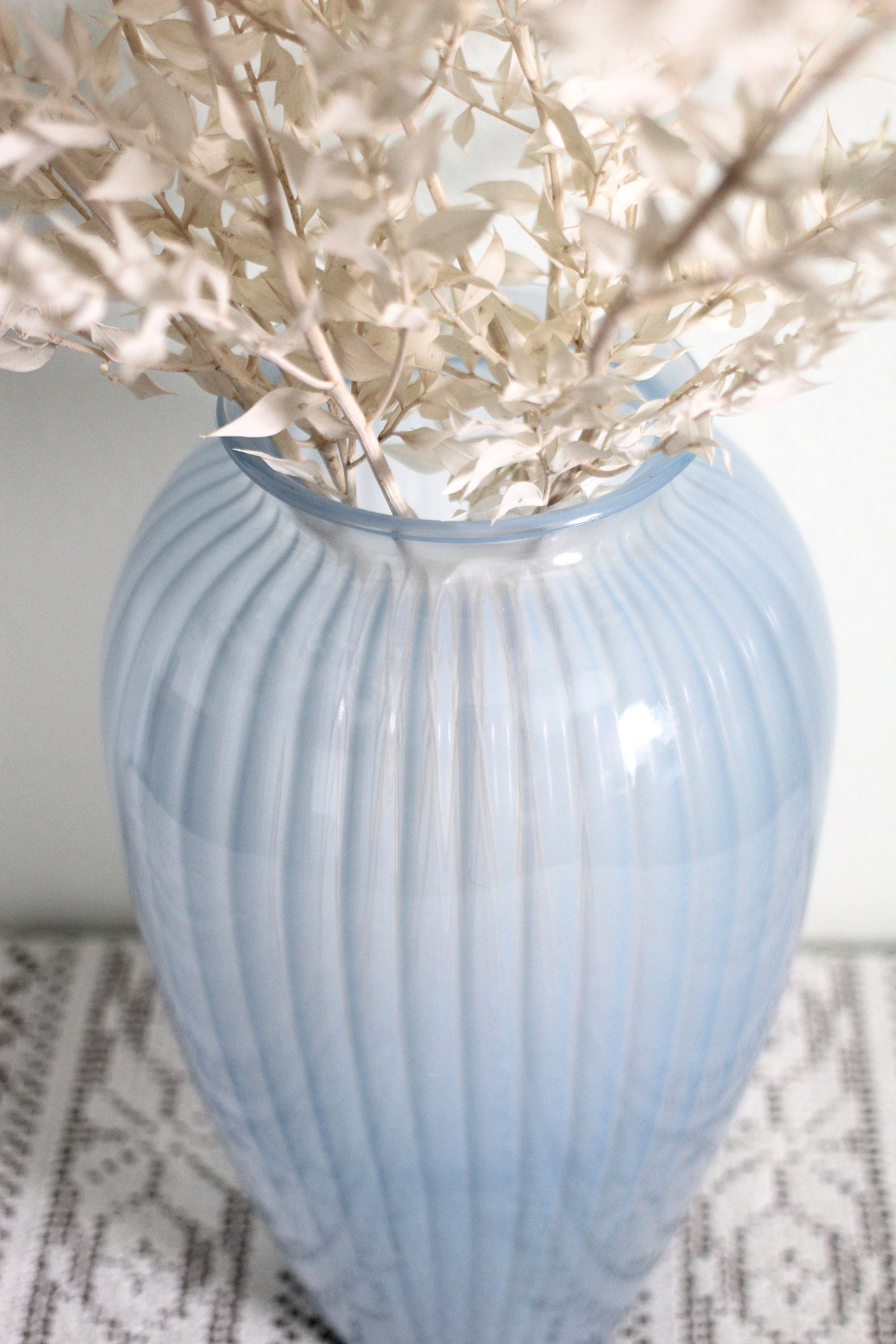 Large blue vase Large frosted vase blue stripe 80s Art Etsy