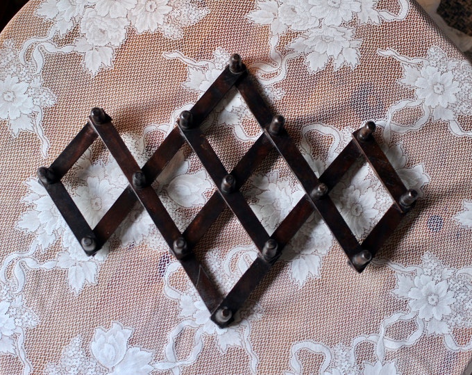 Black Wood Accordion Hanger Vintage Peg Rack Black Peg Etsy