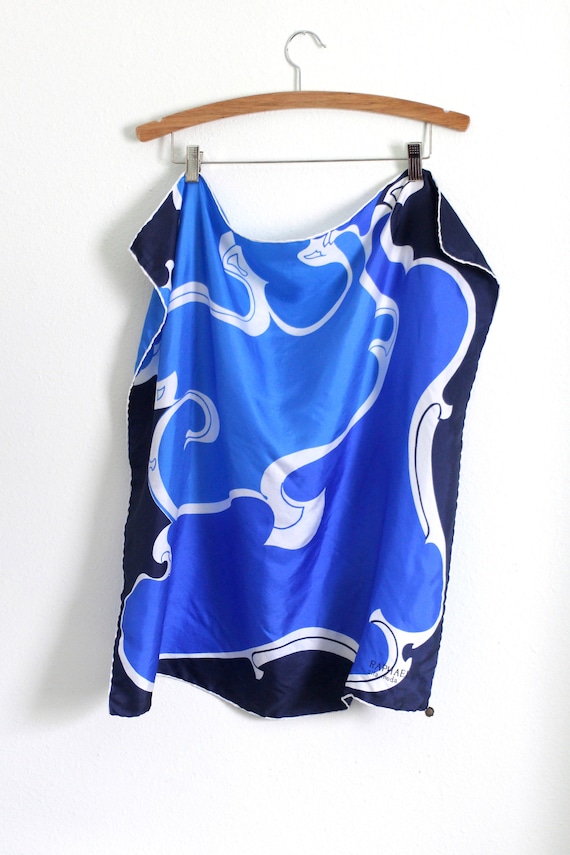 Raphael blue scarf - navy scarf - patterned scarf… - image 1