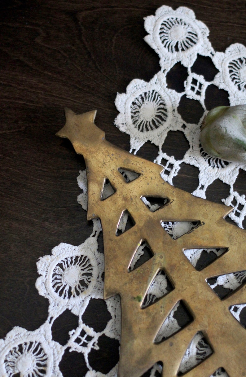 Brass Christmas Tree Brass Christmas Tree Trivet Brass Etsy