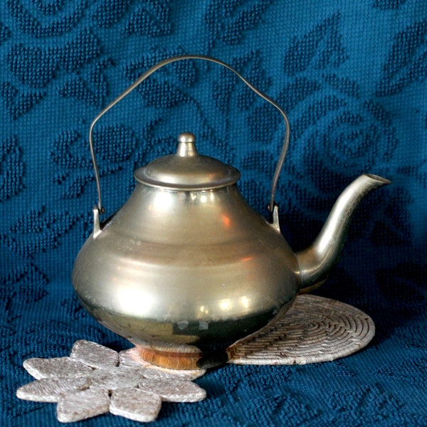 Brass teapot - brass decor - boho decor - heavy teapot - boho teapot - golden teapot - gold gift - teapot gift - large teapot