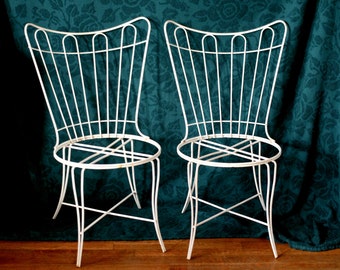 Pair of white chairs - Homecrest wire chairs - patio chairs - Set of 2 - white wire - white dining chairs - table chairs - dining - outdoor