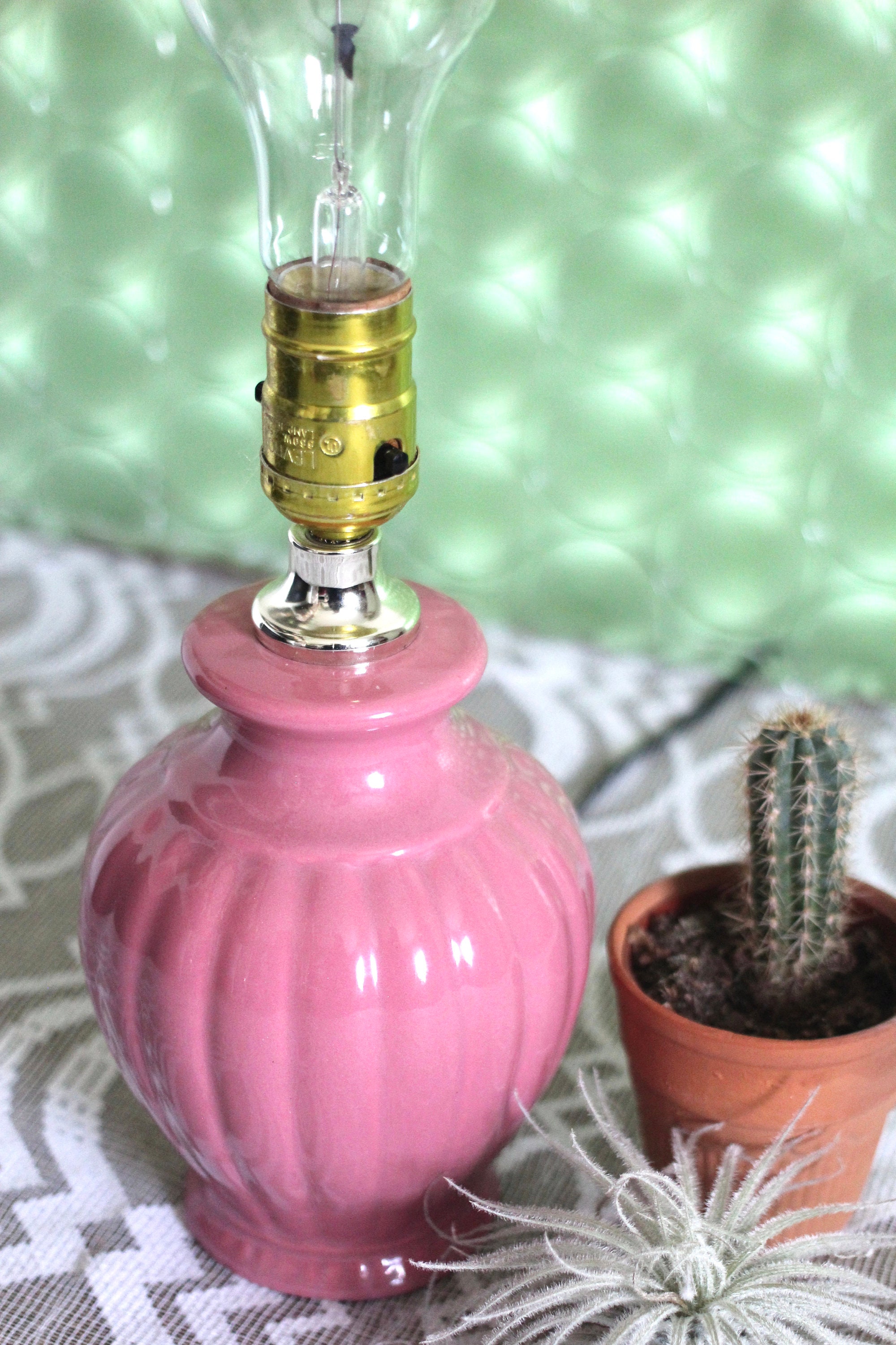 Small Pink Lamps - Retro 80s Lamp - Rose Pink - Table Lamp