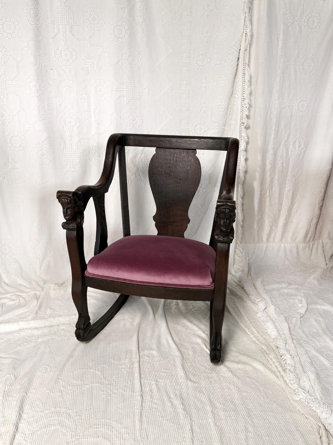 Gothic Carved Wood Rocking Chair With Women's Faces - Etsy