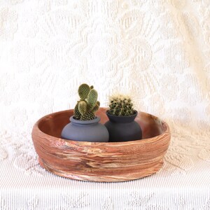 Vaso marmorizado estilo Nemadji laranja - vaso baixo para plantas - vasos marmorizados - vasos rasos - vasos marrons - terracota - plantadores boho
