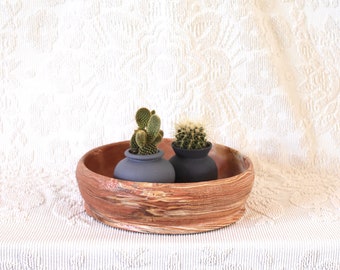 Orange Nemadji style marbled pot - low pot for plants - marbled pots - shallow pots - brown pots - terracotta - boho planters