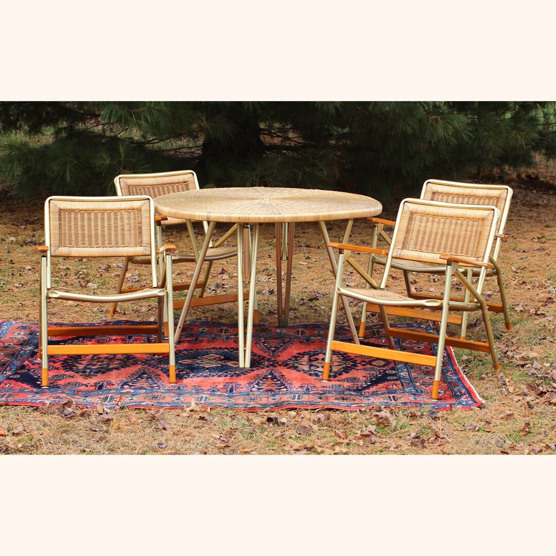 Wicker Table Set by Telescope Furniture Round Wicker Table Telescope
