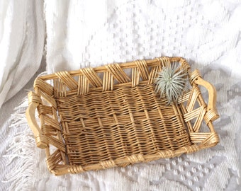 Woven Rectangle tray - tray basket - large tray - boho basket - reed basket - plant basket - blonde basket - display tray - boho gift