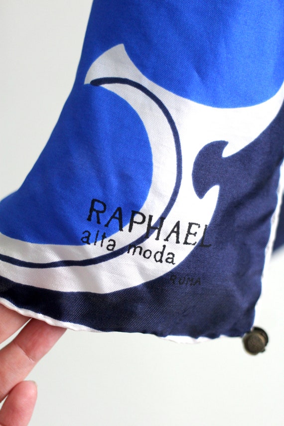 Raphael blue scarf - navy scarf - patterned scarf… - image 3