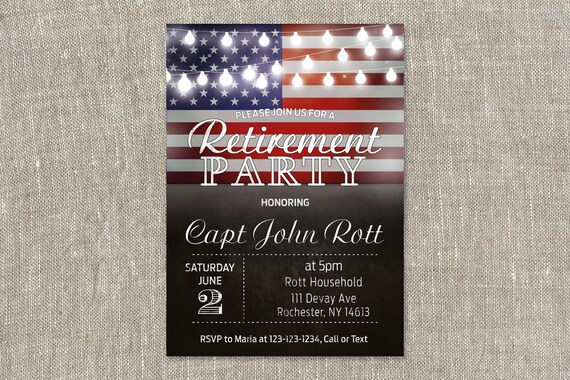 military retirement party invitation patriotic invitation retirement celebration printable digital 5x7 military retirement invitations