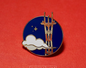 Sutro Enamel Lapel Pin - Sutro Tower - Twin Peaks - San Francisco - Bay Area - SF - Karl the Fog