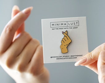 Finger Heart - K Pop Star Finger Heart Gesture - Hard Enamel Pin - Love - Friendship