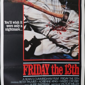 Friday the 13th | 1980 | Original One Sheet Movie Poster | Starring Betsy Palmer, Adrienne King, Jeannine Taylor and Kevin Bacon
