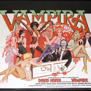 Vampira 1974 Original UK Quad Movie Poster British Horror Film Stars David Niven como Drácula Dirigido por Clive Donner Poster Art por Vic Fair