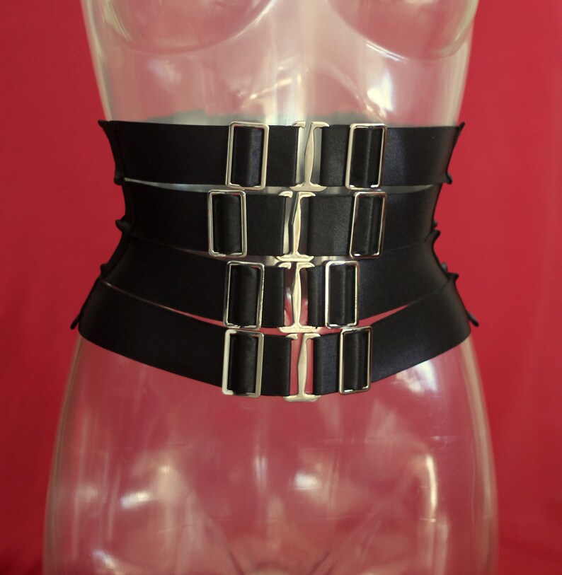 Elastic Waist Cincher Belt in Black Satin Etsy